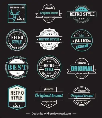 vintage badge templates colored dark flat shapes