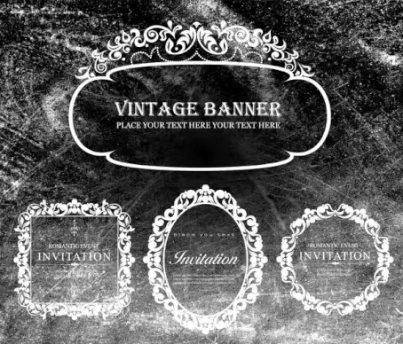 vintage banners border design on chalkboard background