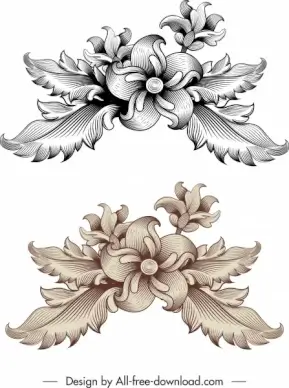 vintage baroque template elegant classical flower sketch