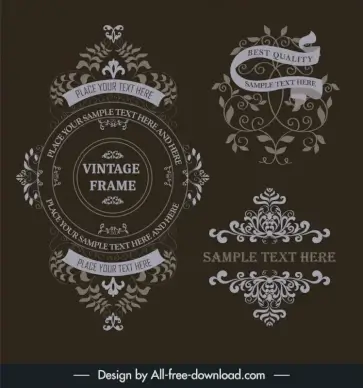 vintage border design elements elegant dark symmetry