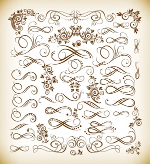 vintage calligraphic design elements vector illustration set