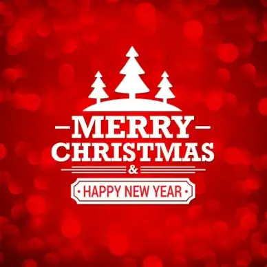 vintage christmas typography on red blurred background