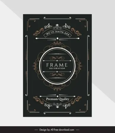 vintage frame template dark classic symmetric shapes