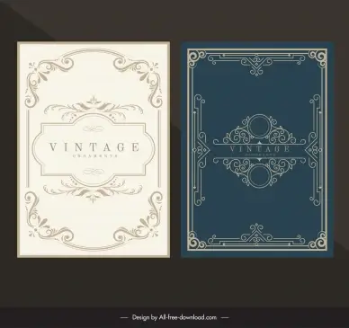 vintage frame templates elegant symmetric curves lines