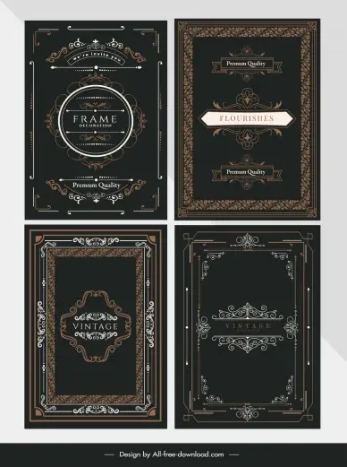 vintage frames template collection elegant dark symmetry