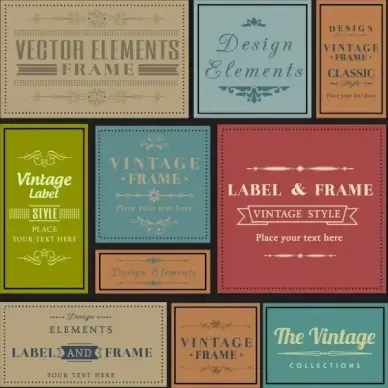 vintage label collection multicolored flat design