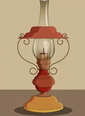 vintage oil lamp icon multicolored design
