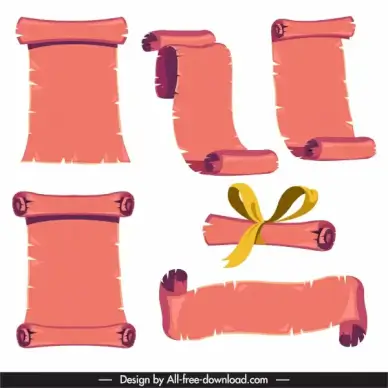 vintage parchment templates 3d curled scrolled sketch