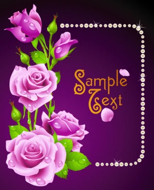 vintage rose with pearl frame vector card