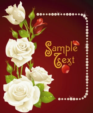 vintage rose with pearl frame vector card