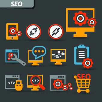 vintage seo icons vector
