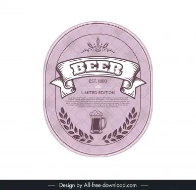 vintage sticker beer bottle template handdrawn ribbon glass decor