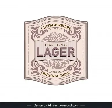 vintage sticker lager bottle template symmetric elegance