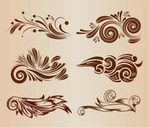 vintage swirl floral design elements vector illustration set