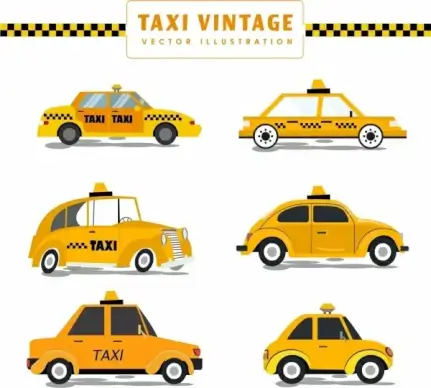 vintage taxi templates collection yellow design