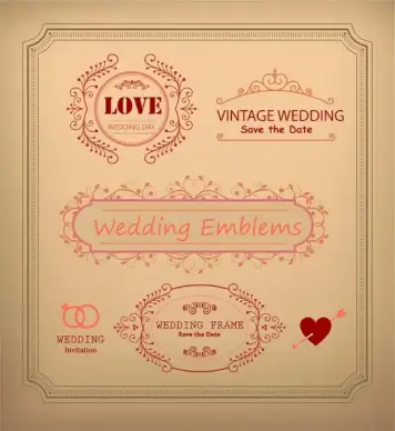 vintage wedding card decoration frames illustration