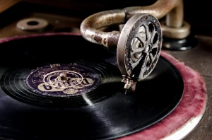 vinyl on vintage record player