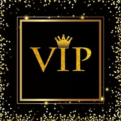 vip background sparkling decor golden texts crown icons