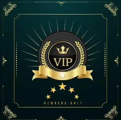 vip banner template luxury 3d golden ribbon decor