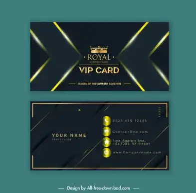 vip business card template luxury dark golden crown