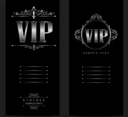 vip card template dark silver decor vintage style