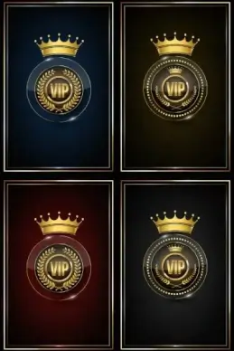 vip logo sets shiny elegance crown circles icons