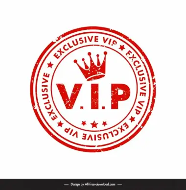 vip stamp template elegant classic crown stars decor