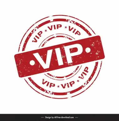 vip stamp template flat retro circle