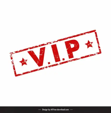 vip stamp template symmetric rectangular text stars