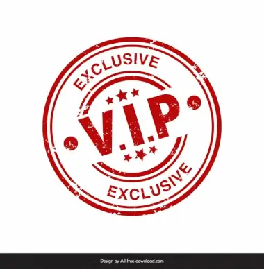 vip stamp template symmetric text stars