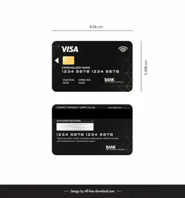 visa card design template elegant dark black