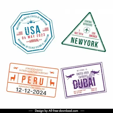visa stamp templates flat classical geometry