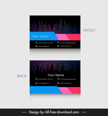 visiting card for musical band template elegant dark flat modern design