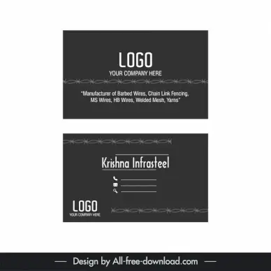 visiting card manufacturer of barbed wires template elegant flat contrast black white decor