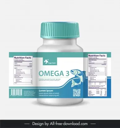  vitamins bottle packaging template dynamic fish decor
