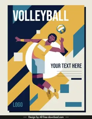 volley ball poster athlete sketch colorful classic design