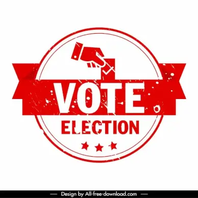 vote election stamp template retro stars ribbon circle