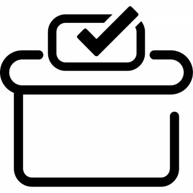 vote yea sing icon flat black white box tick outline 
