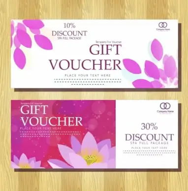voucher templates pink flowers decoration