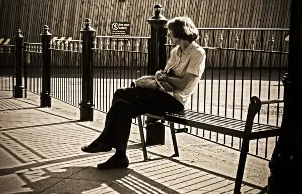 waiting people bench