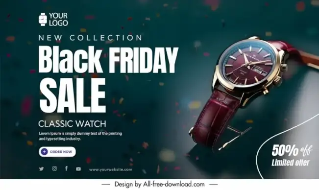 watch banner discount template elegant contrast
