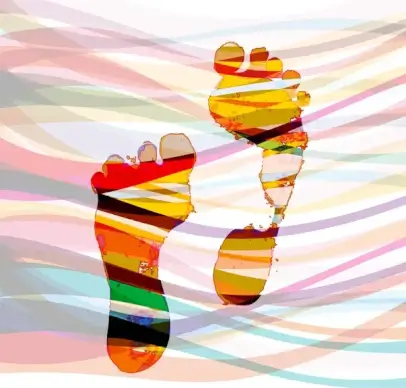 watercolored drawing of feet vector illustration