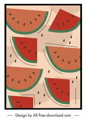 watermelon pattern template flat colored classic decor