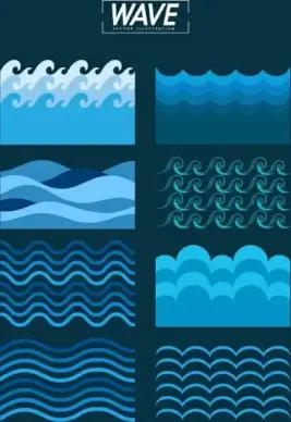 wave design elements curved blue lines decoration