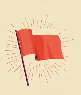 waving flag painting red retro design rays ornament