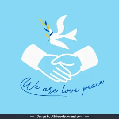 we are love peace banner flat handshake pigeon sketch