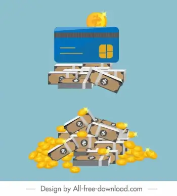 wealth background bank card money coins sketch