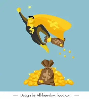 wealth background golden coins superman sketch