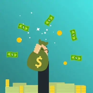 wealthy concept background money coin hand icons