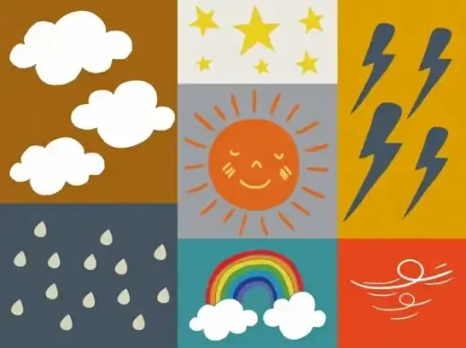 weather design elements colored handdrawn design square isolation